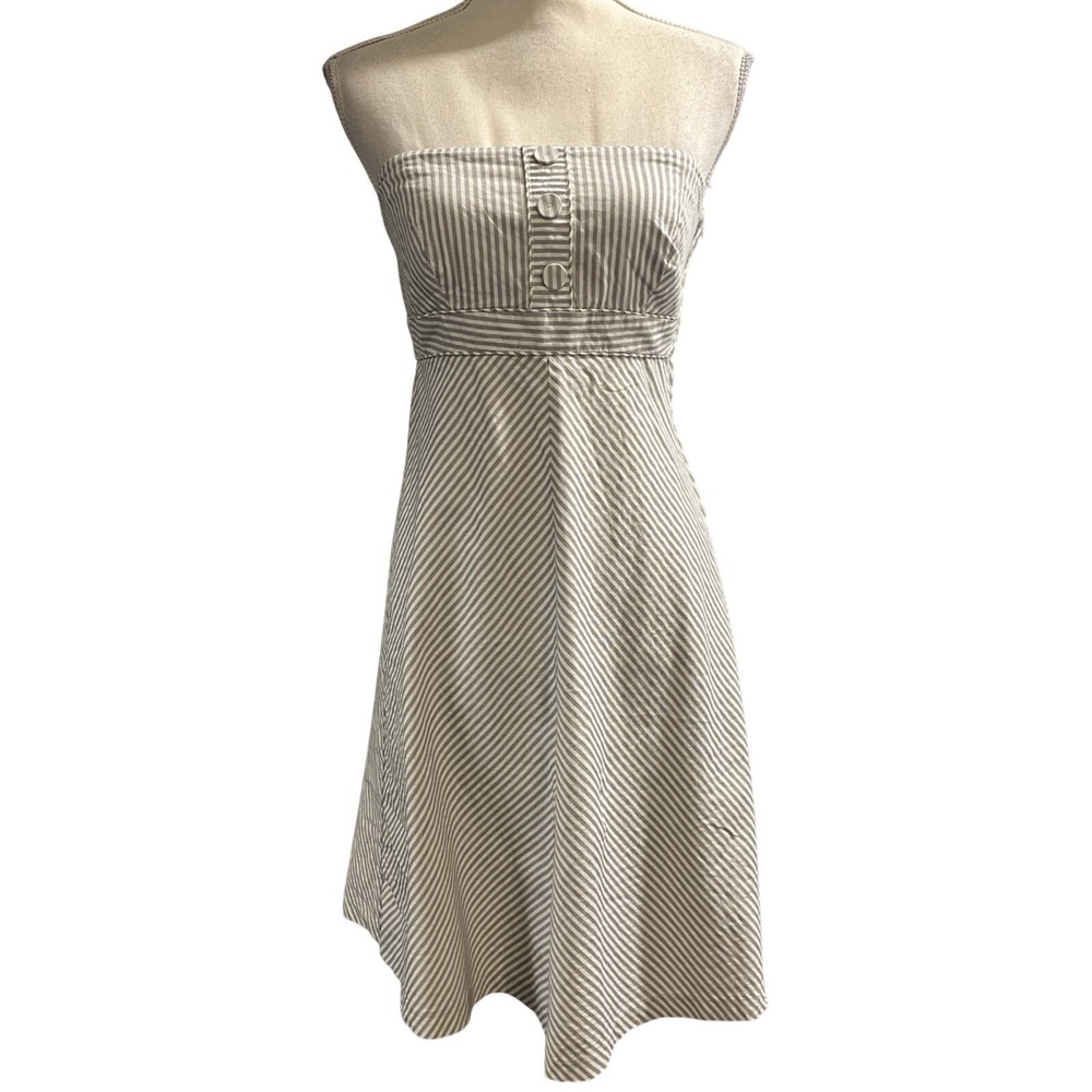 Gap Y2K Dress Black‎ White Striped Babydoll Size 6 Preppy Nautical New England